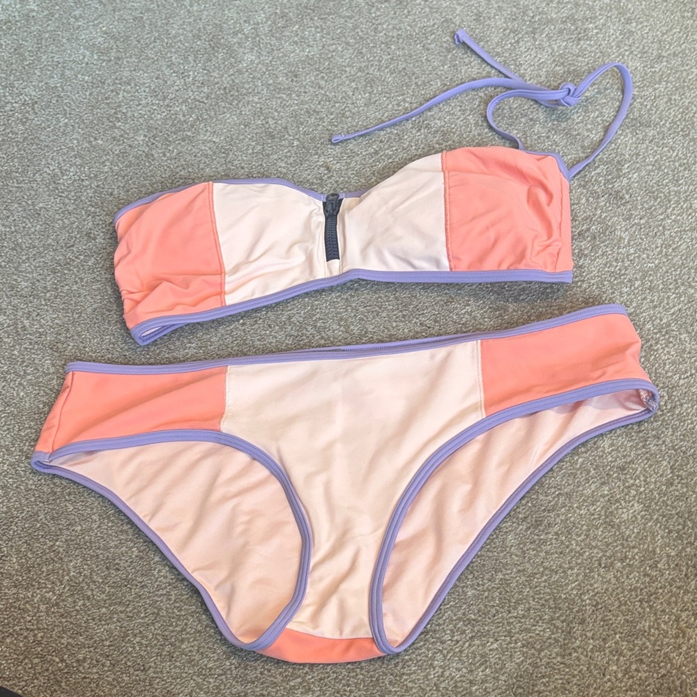Aerie Pink and Peach Bikini Set Women’s size xl